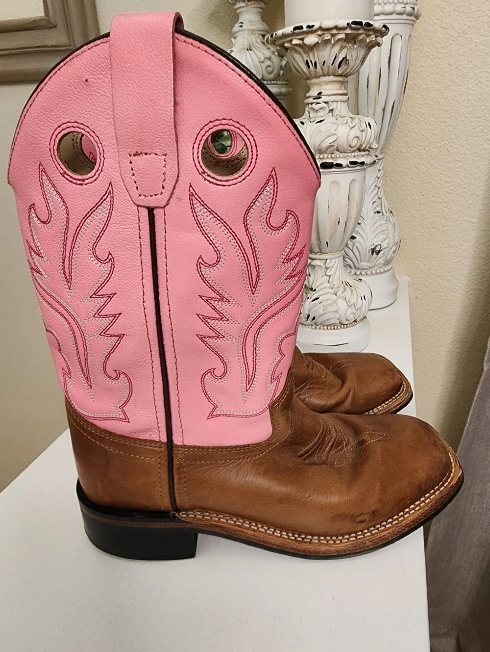 OLD WEST GIRLS Western Leather Cowboy Boots, SIZE 2.5 D